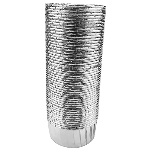 YYCFB 50 PièCes SéRies Feuille D'Aluminium Cupcake Cups Jetable Doublures de Muffins Caissettes PanièRe en Aluminium de Petit Gâteau Porte-Ramequins Petites Tasses Pudding -Argent Cover