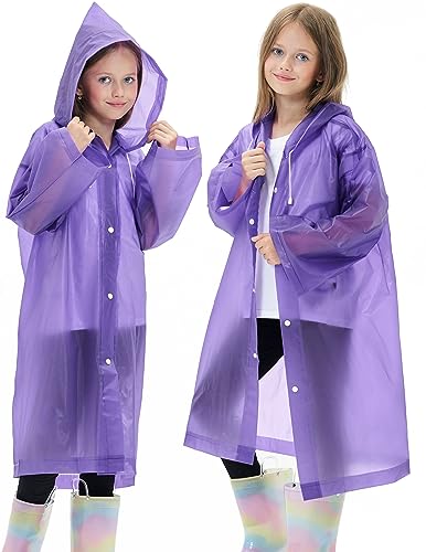 Hoomboom HB003_PU 2 Pack Waterproof Raincoats For Kids Reusable,Eva Rain Ponchos Emergency Rain Jacket thumb #2