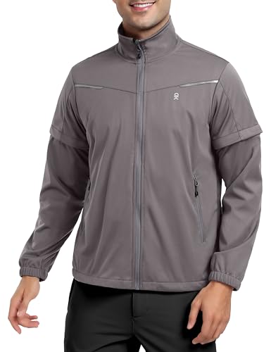 Little Donkey Andy Men's Lightweight Softshell Jackets Waterproof Removable Sleeve for Golf Hiking Cycling Running