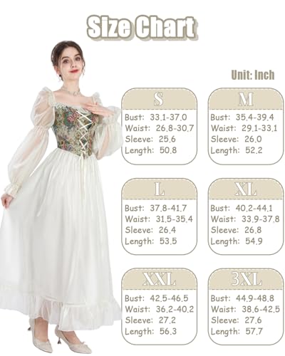 Image of NSPSTT Women Girls American Pioneer Colonial Dress Prairie Costume