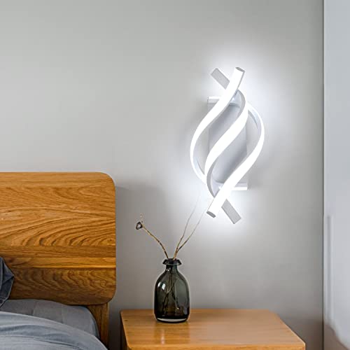 Delipop Wall Sconces, Spiral Modern Led Wall Sconce Lighting, 6500K Cool White Indoor Wall Light, Acrylic Led Wall Lamp For Bedroom, Bathroom, Living Room, Hallway, Balcony (White) #TOP2
