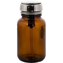 MENDA 35315 Amber Glass Dispensing Bottle with Stainless Steel One-Touch Pump, 4oz Capacity