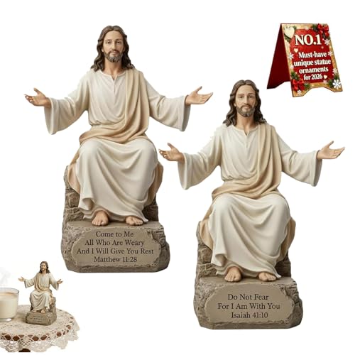 Statue de Jésus à bras ouverts sur un manteau de cheminée ou une table de salon