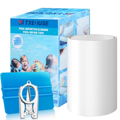 Txeouse Kit Riparazione Piscina, 10 cm x 200 Toppe per Piscina Fuori Terra Impermeabile, Nastro subacqueo Autoadesivo per Materasso Gonfiabile, Gommone Gonfiabile, Tenda, Anello di Nuoto