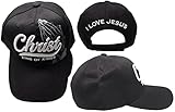 Christ King of Kings Grey Gray Praying Hands Shadow I Love Jesus Black Acrylic Adjustable Embroidered Baseball Hat Cap