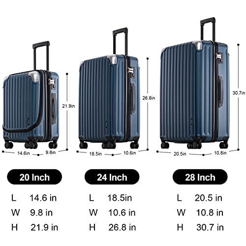 Level8 Grace Luggage Sets Hardside Suitcase Set With Spinner Wheels,Tsa Lock, 3-Piece Set (20/24/28) – Blue #TOP4