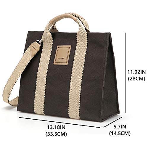 Image of CONAMOR May Black Label Tote Bag Medium, Casual Shoulder Strap Crossbody Canvas Bag, 2-Way Handbag