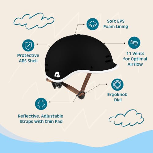 Retrospec Remi Kids' Bike Helmet for Youth Boys & Girls- Bicycle Helmet with Built-in Visor and Adjustable Reflective Straps for Skateboarding, Scooters, Rollerblading - Matte Black - 49-53cm - image 2