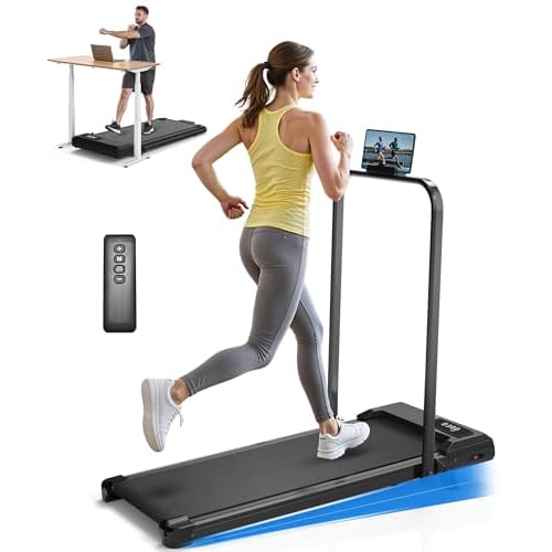 CIIHI Walking Pad Treadmill with Incline - 8% Incline Walking Pad with Handle Bar - 300 Lbs Capacity Foldable Under Desk Treadmill for Home - Jogging Machine with Quiet Brushless, App & Remo