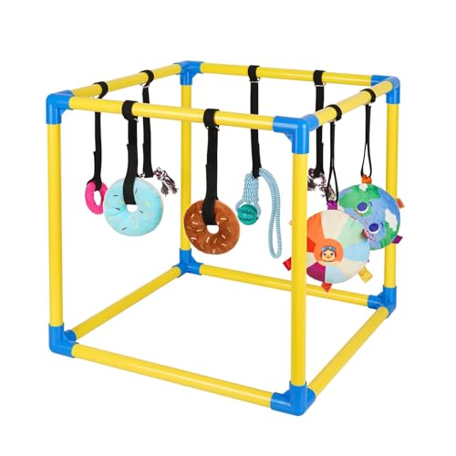 Liitrton Puppy Play Gym for Small Dogs with 8 Hanging Toys Yellow