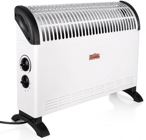 MAUK® Konvektor-Heizung 2000 W | Elektroheizung Standgerät mit Thermostat | 3 Heizstufen 750/1250/2000 W | Frostwächter | Elektro Heizkörper mit Tragegriffen für Keller, Garage & Hobbyraum