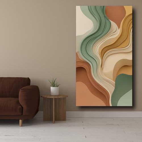 Tableau abstrait vagues : décoration moderne pour chambre zen