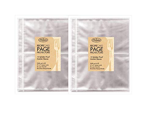 Brownlow Gifts Universal Recipe Card Refill Sheets, Clear (20 Protecter)