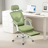Sweetcrispy Office Computer Desk Chair, Ergonomic High-Back Mesh Rolling Work Swivel Chairs with Wheels, Comfortable Lumbar Support, Comfy Arms for Home, Bedroom, Study, Student, Green