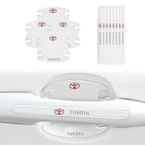 Kidoca 12Pcs Transparent Car Door Cup Handle and Bumper Scratch Guard Protector Accessories Hyryder, Innova, Hycross, Fortuner, Rumion, Glanza, Camry, Hilux, Etios, Corolla