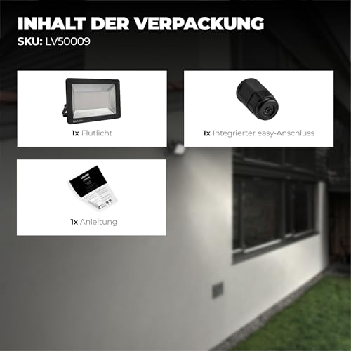 Ledvion LED Strahler, 100 Watt LED Fluter, 4000K Scheinwerfer, 12000 Lumen Arbeitsbeleuchtung, Außenstrahler IP65 Wasserdicht, Flutlicht mit Schnellanschluss
