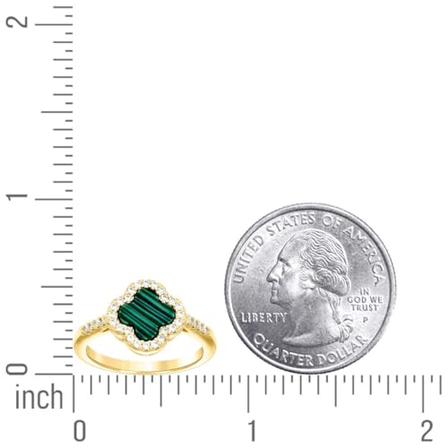 Bague en argent sterling 925 trèfle émaillé et zircone 8