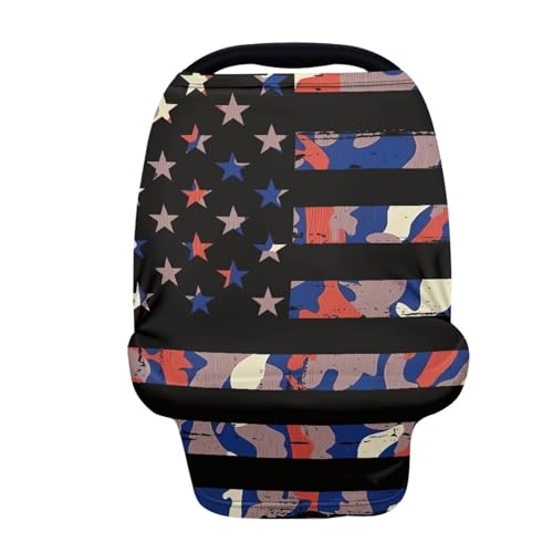 Image of American Flag Camo Car Seat Covers Multi-Purpose Windproof Car Seat Canopy Cover Dust Cover Privacy Protection Durable Multifunctional Breastfeeding Scarf