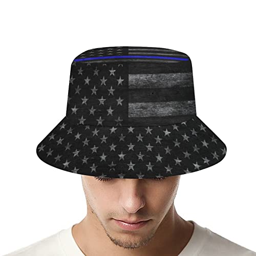 American Fashion Blue Line Bucket Hats Vintage American Flag Fashion Sun Caps Packable Outdoor Fisherman Hat For Women And Men #TOP1