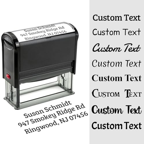 Sellos Personalizados Automático, Sello Empresa Personalizado, Dirección Sellos, Sello de Caucho, Para 3 a 7 líneas de Texto, 5 Tamaños, 5 Colores de Tinta