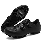 PENXZT Herren Mountain Bike Schuhe Fahrradschuhe Kompatibel mit Shimano SPD 2-Bolts Pedals MTB Rennen innen und im Freien,Schwarz,43 EU