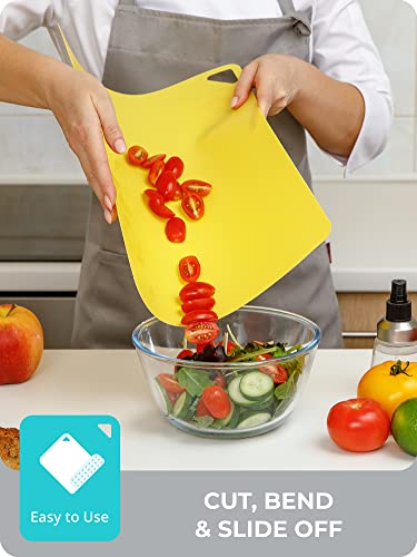 Voman Flexible Cutting Boards For Kitchen | Set Of 3 | Bpa-Free Cutting Mats For Cooking, Color Coded Cutting Board Mats | Non Slip Cutting Sheets | Plastic Cutting Board Set | Chopping Boards #TOP4