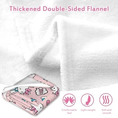 Ksopsdey Hello Kit-ty Kuscheldecke Cartoon Hello Kit-ty Decke Flauschig Hello Kit-ty 3D Anime Kuscheldecke für Couch Blanket, Warme Super Weiche Decke Schlafdecke Sofadecke Reisedecke 100 * 150cm A – Bild 4