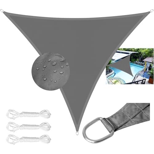 LEcylankEr Sonnensegel Balkon Dreieckig Rechteckig Wasserdicht Markisenstoff PES Sonnensegel UV Schutz Segeltuch Wasserdicht mit Befestigungsseil für Garten Terrasse (Dunkelgrau 5x5x5M)