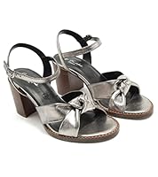 OFF THE HOOK 'Angel' Sleek & Stylish Open Toe Heel; Side Strap for Comfort, Walking and Durability, Soft Leather Comfy-Chic Heels for Any Occasion (Black/Silver/Gold)