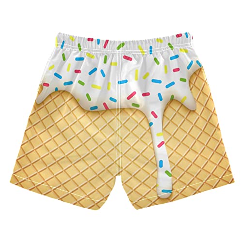 Boys Swim Trunks with Boxer Brief Liner, Ice Cream Cone Boys Swimwear Quick Dry Bathing Suit Toddler Swim Trunks2