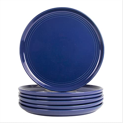 Double Line 10.5' Dinner Plate, Set of 6, Cobalt Blue