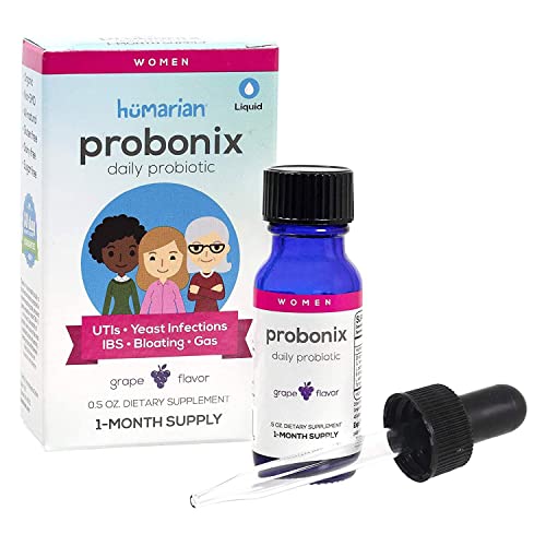 Probonix Probiotics for Women, Organic, Non-GMO Liquid Probiotic Drops,12 Live Probiotic Strains, Lactobacillus Acidophilus, Help with Gut Health, Yeast and Urinary Tract Infections - Grape