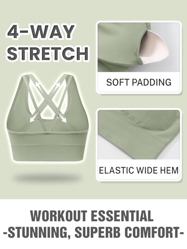 Image of Sports Bras for Women High Support, Multipack Padded Supportive Criss Cross Back Wireless Running Yoga Workout Bra