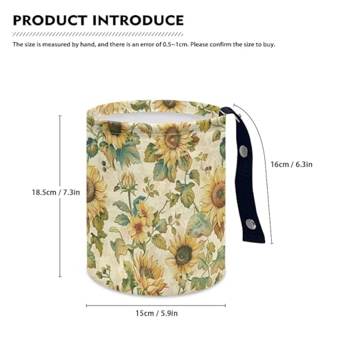 Image of Pensura Car Trash Can Multipurpose Camping Cute Sunflowers Trash Can Quality Portable Small Waste Basket Car Garbage Bag Collapsible Cars Seat Back Use for Women Interior