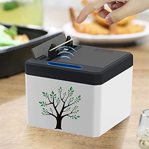 PXIRANZR Smart sensor toothpick box, toothpick dispenser, smart infrared sensor toothpick box, toothpick storage box, home restaurant office automatic toothpick holder box (Dark-tree)
