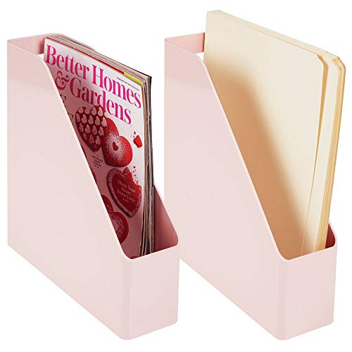 mDesign Plastic File Folder Bin Storage Organizer - Vertical with Handle - Holds