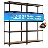ALL Premium Schwerlastregal 180x90x40 cm 2er Set Schwarz - 1250kg Traglast – stabiles Regal 90 cm breit & Regal 40 cm tief geeignet als Kellerregal Metall, ideale Regale Garage & Regale für Kellerraum