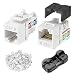 Cable Matters UL Listed 25-Pack Slim Profile 90 Degree Cat 6, Cat6 RJ45 Keystone Jack with Keystone Punch Down Stand in White