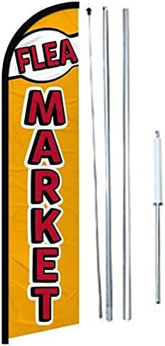 Flea market banner Flag With Complete Hybrid Pole set pack of 1