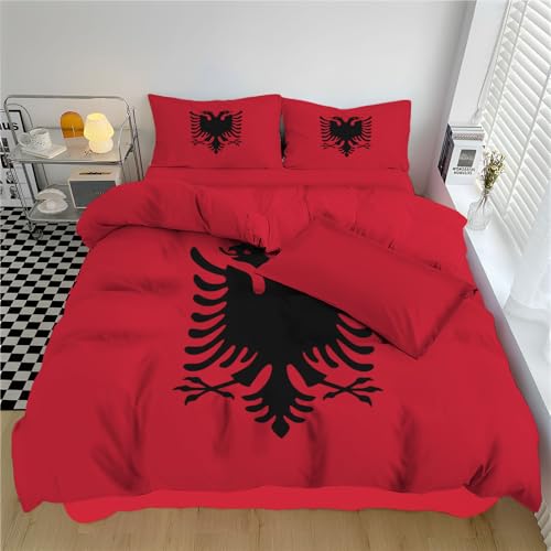 Housse de couette drapeau albanais 200x200 parure lit fermeture éclair - 6