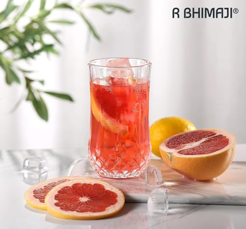 Image of Premium Crystal Water Glass Set of 6 - Highball Drinking Glasses Set for Home - Glass Set for Water Juice Shakes Mojito Cocktail Colddrinks (Rajwadi)