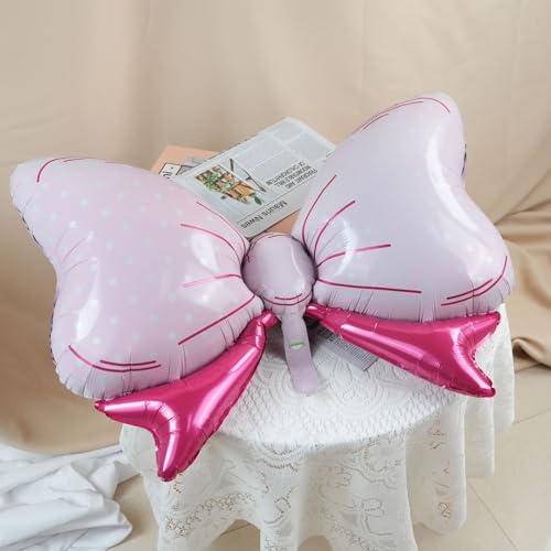 Image of 36 Inches Bow Foil Balloon Huge Bowtie Pink Balloon for Baby Shower, Wedding, Kids Theme Party Decoration (Pink1)