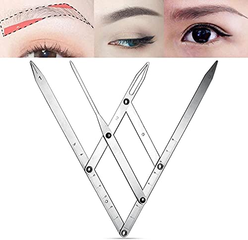 Namvo Augenbrauen Tattoo Lineal Mean Caliper, Edelstahl Faltbare Augenbrauen Microblading Permanent Makeup Schablone Wiederverwendbares Messwerkzeug