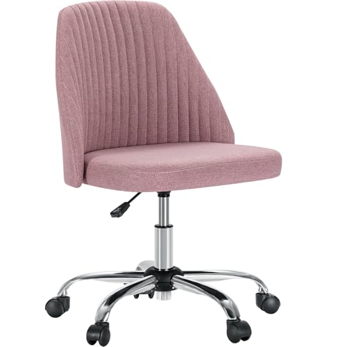 Sweetcrispy Niedlicher Schreibtischstuhl mit Rollen, Bürostuhl ohne Armlehnen, 113kg belastbar, Höhenverstellbarer Schminkstuhl Drehstuhl für Kleine Räume Heimbüro, Moderner Stoff, Desk Chair Sweetcrispy Niedlicher Schreibtischstuhl mit Rollen, Bürostuhl ohne Armlehnen, 113kg belastbar, Höhenverstellbarer Schminkstuhl Drehstuhl für Kleine Räume Heimbüro, Moderner Stoff, Desk Chair