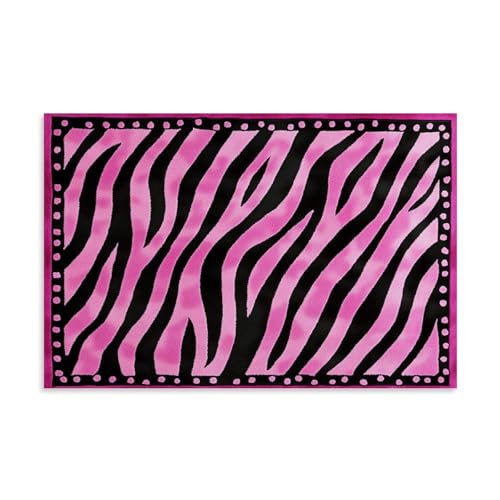 Jubonexis Póster artístico de pared con estampado de cebra rosa con borde negro, lienzo impreso, cuadro estético para sala de estar, decoración de granja, 30 x 45 cm, sin marco