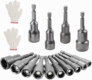 HSEAMALL 10Pcs Magnetic Nut Driver Set 6-15mm Nut Setter Driver Bit Set with 1/4 inch Quick Change Hex Shank Metric Nut Driver Set (6-15mm 10PCS)