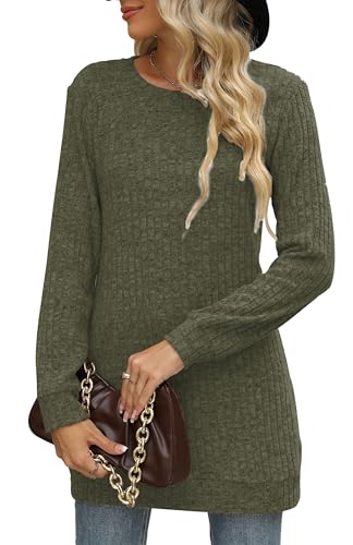 Image of Sweaters for Women Long Sleeve Crewneck Sweatshirt Loose Casual Tunic Tops
