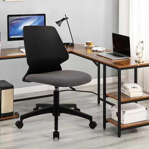 Image of CLATINA Armless Home Office Chair, Desk Chair with Wheels, Adjustable Height Reading Chairs, Small Swivel Computer Chair, Comfy Upholstered Task Chair for Office Meeting, Black(6 Pack)