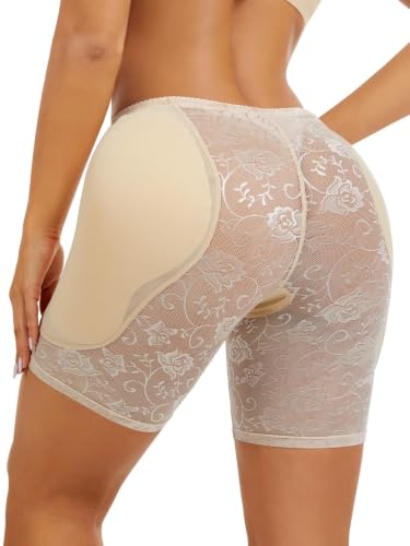 Clevvets Hip Enhancer Shapewear for Women Hip Dip Pads Bodyshaper Control Knickers Slimming Boyshorts Beige