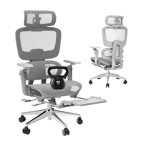 Forzolit Ergonomic Office Chair with Footrest - 6D Adjustable Arms, 3D Separate Lumbar Support & Headrest, Big and Tall High Back Mesh Chair for Long Hours Working, Gaming (400 lbs Capacity)